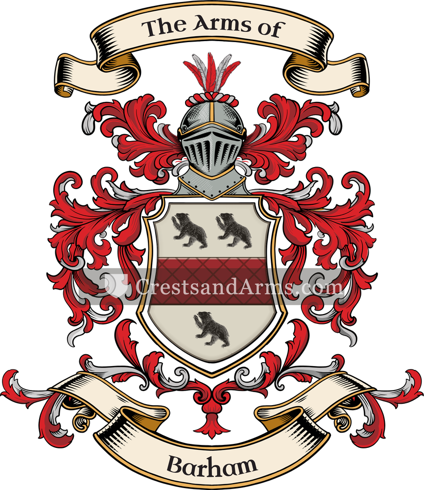 The Barham coat of arms, drawn from the recorded blazon