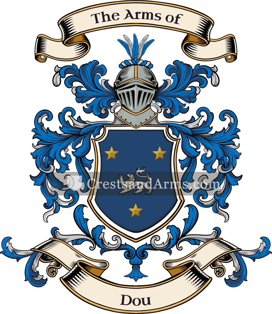 The Dou coat of arms, drawn from the recorded blazon