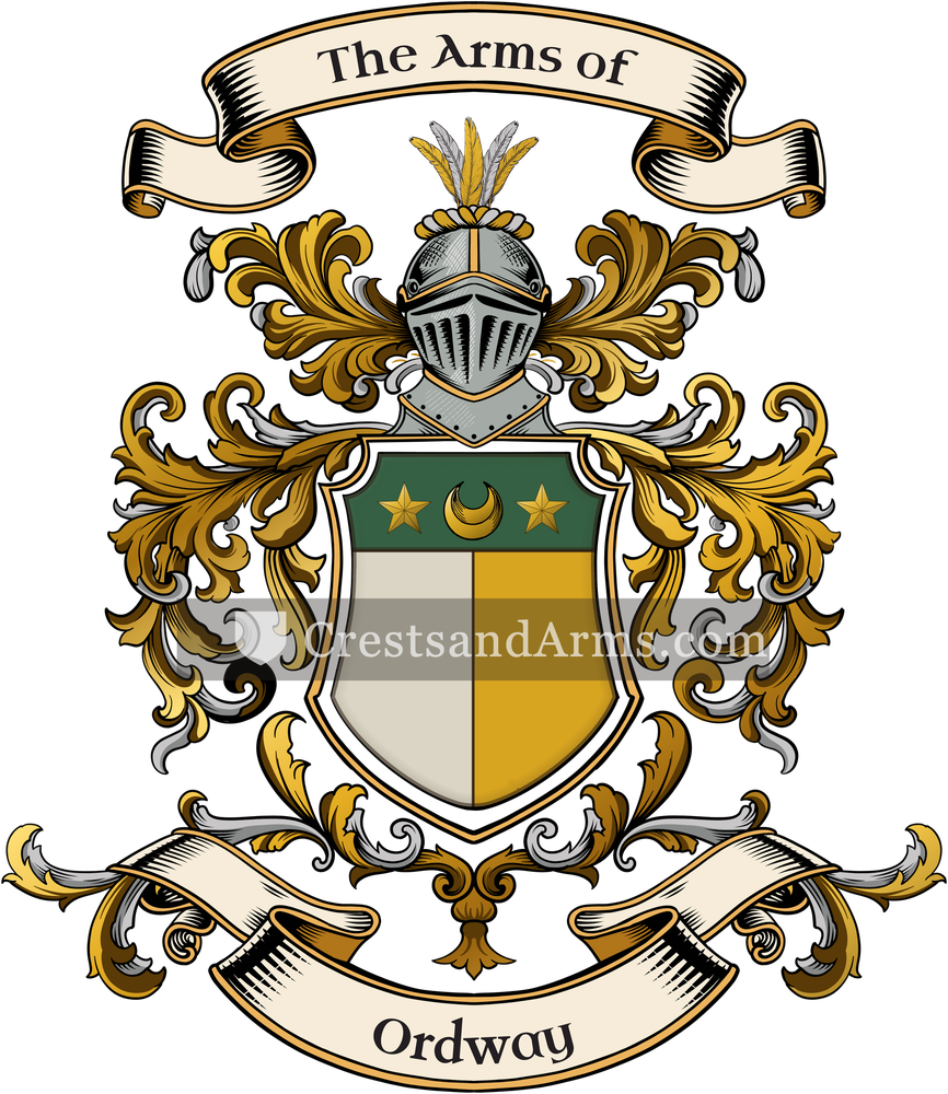 The Ordway coat of arms, drawn from the recorded blazon
