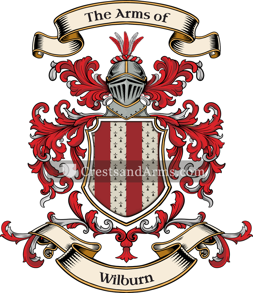 The Wilburn coat of arms, drawn from the recorded blazon