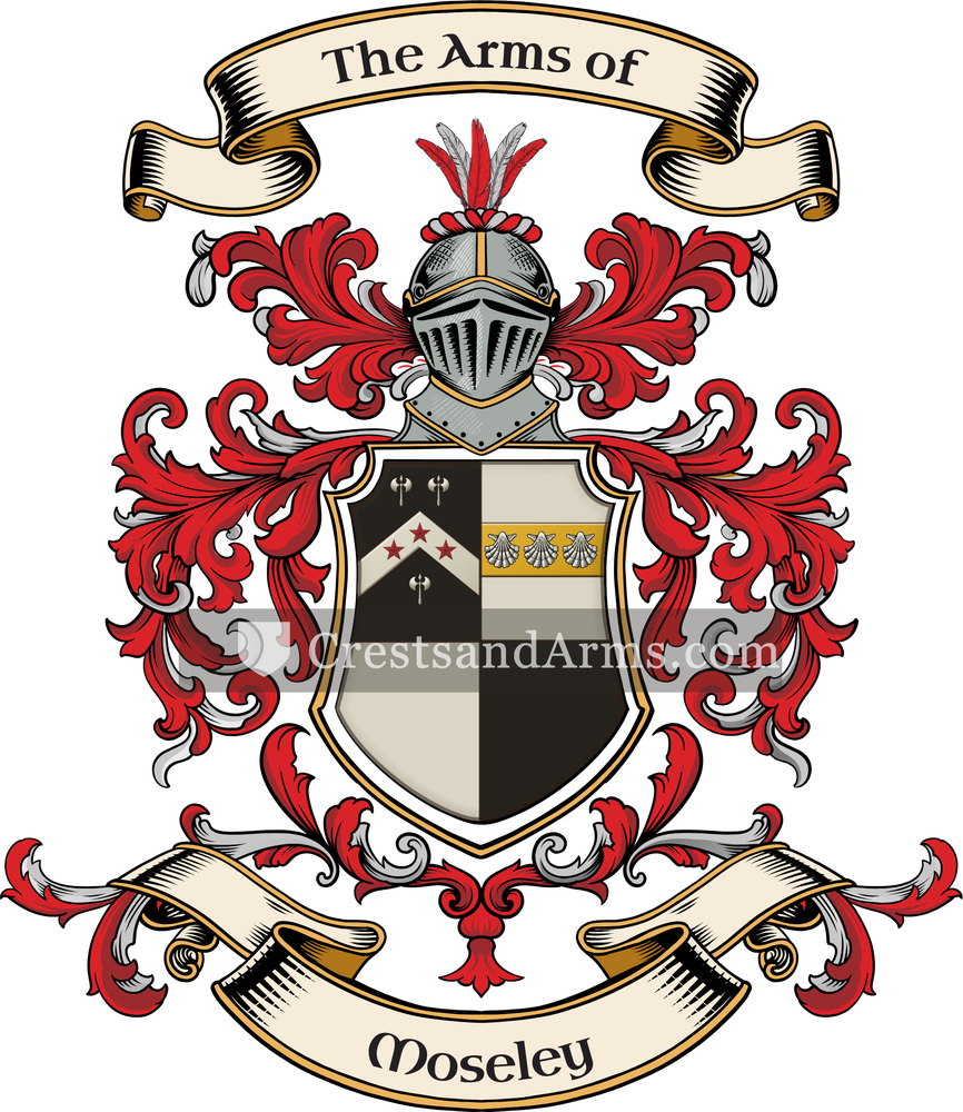The Moseley coat of arms, drawn from the recorded blazon