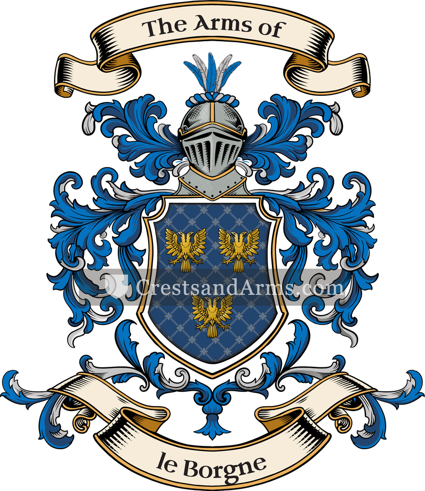 The le Borgne coat of arms, drawn from the recorded blazon