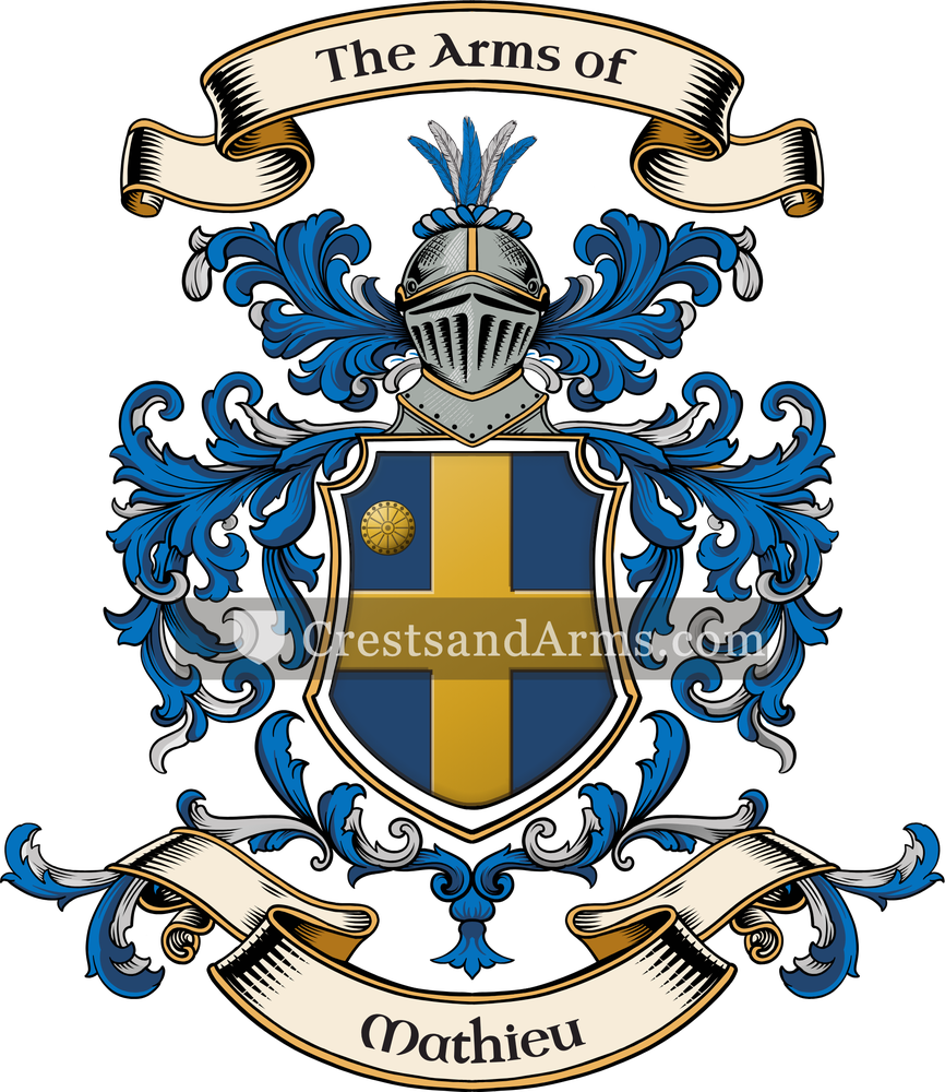 The Mathieu coat of arms, drawn from the recorded blazon