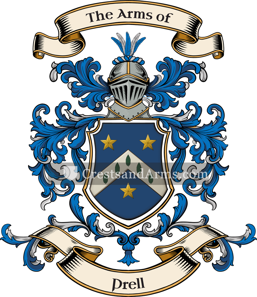 The Prell coat of arms, drawn from the recorded blazon