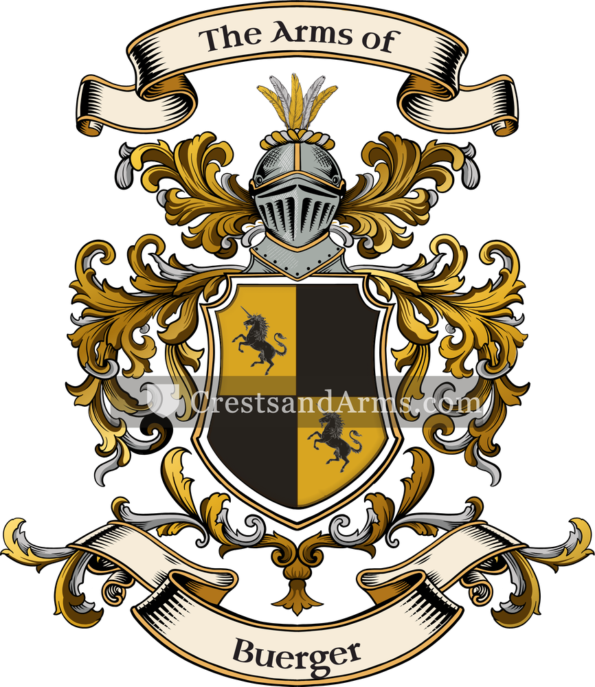 The Buerger coat of arms, drawn from the recorded blazon