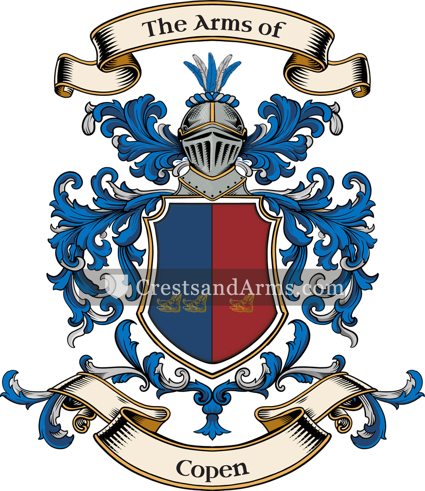 The Copen coat of arms, drawn from the recorded blazon