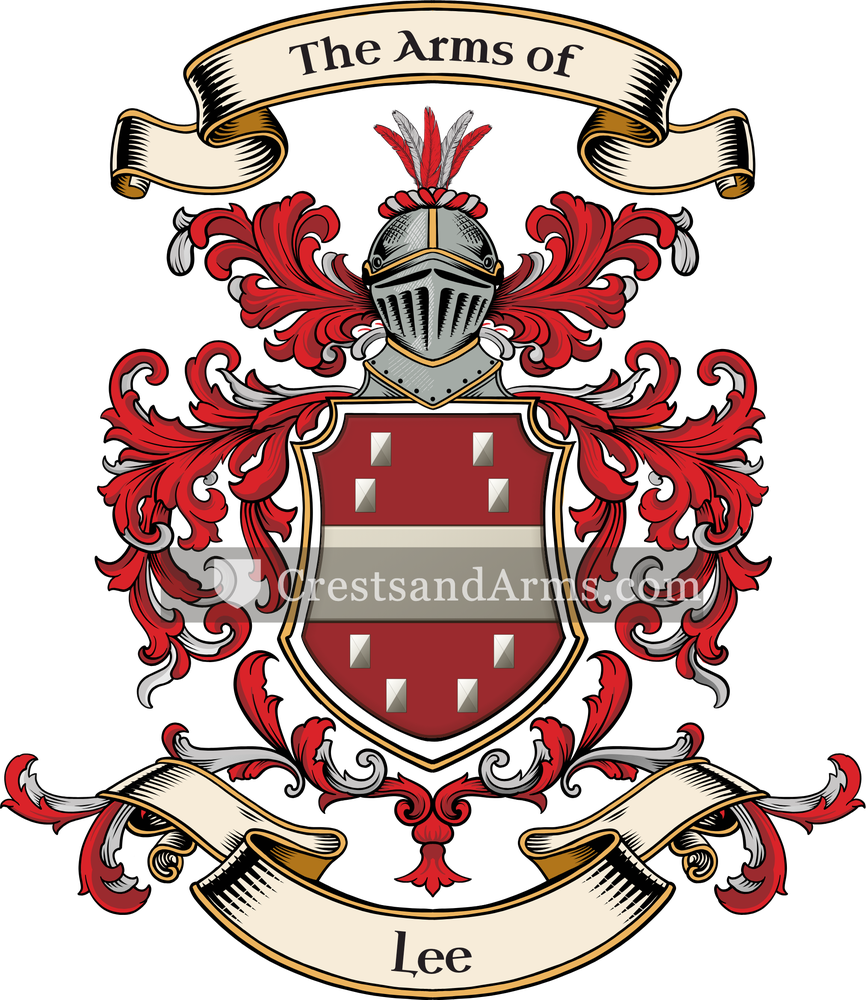 The Lee coat of arms, drawn from the recorded blazon