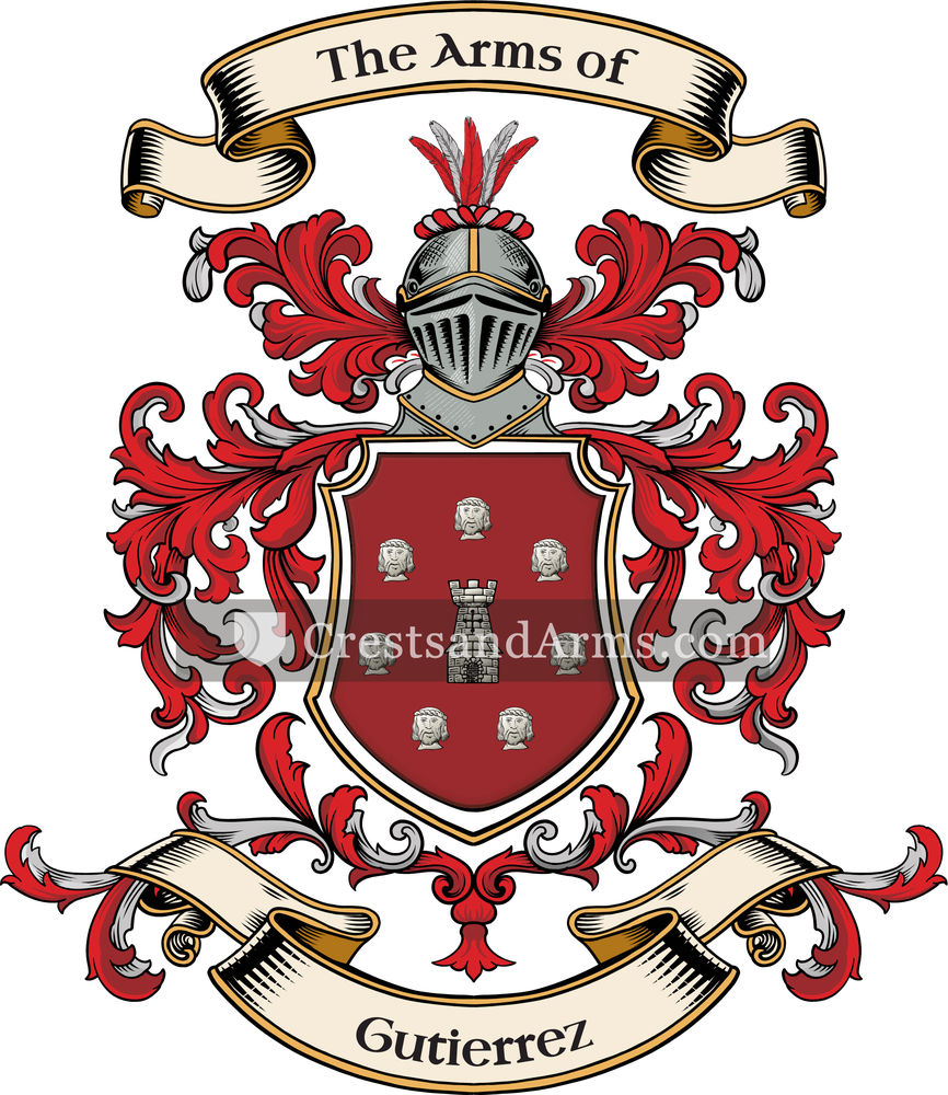 The Gutierrez coat of arms, drawn from the recorded blazon