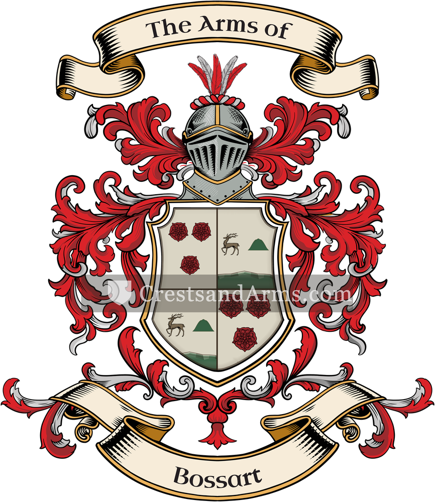 The Bossart coat of arms, drawn from the recorded blazon