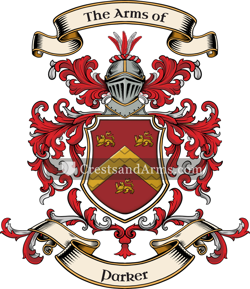 The Parker coat of arms, drawn from the recorded blazon