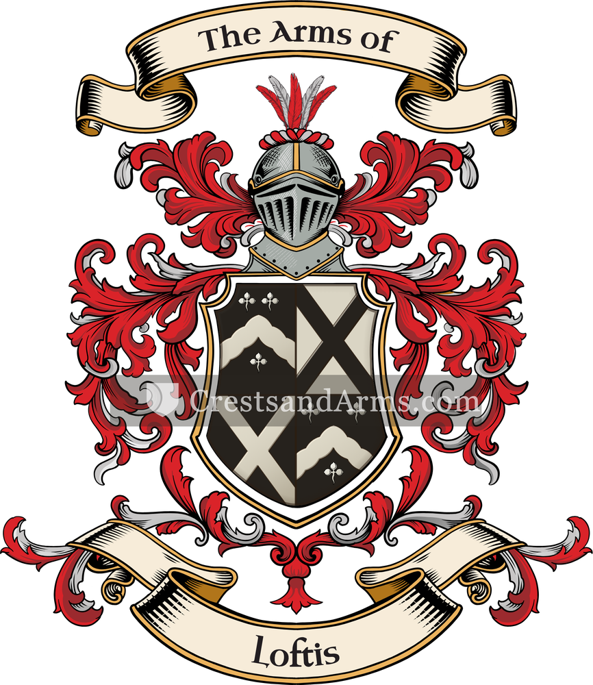 The Loftis coat of arms, drawn from the recorded blazon