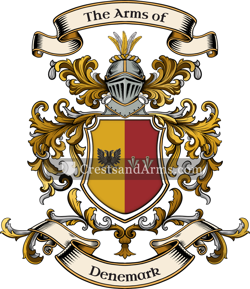The Denemark coat of arms, drawn from the recorded blazon