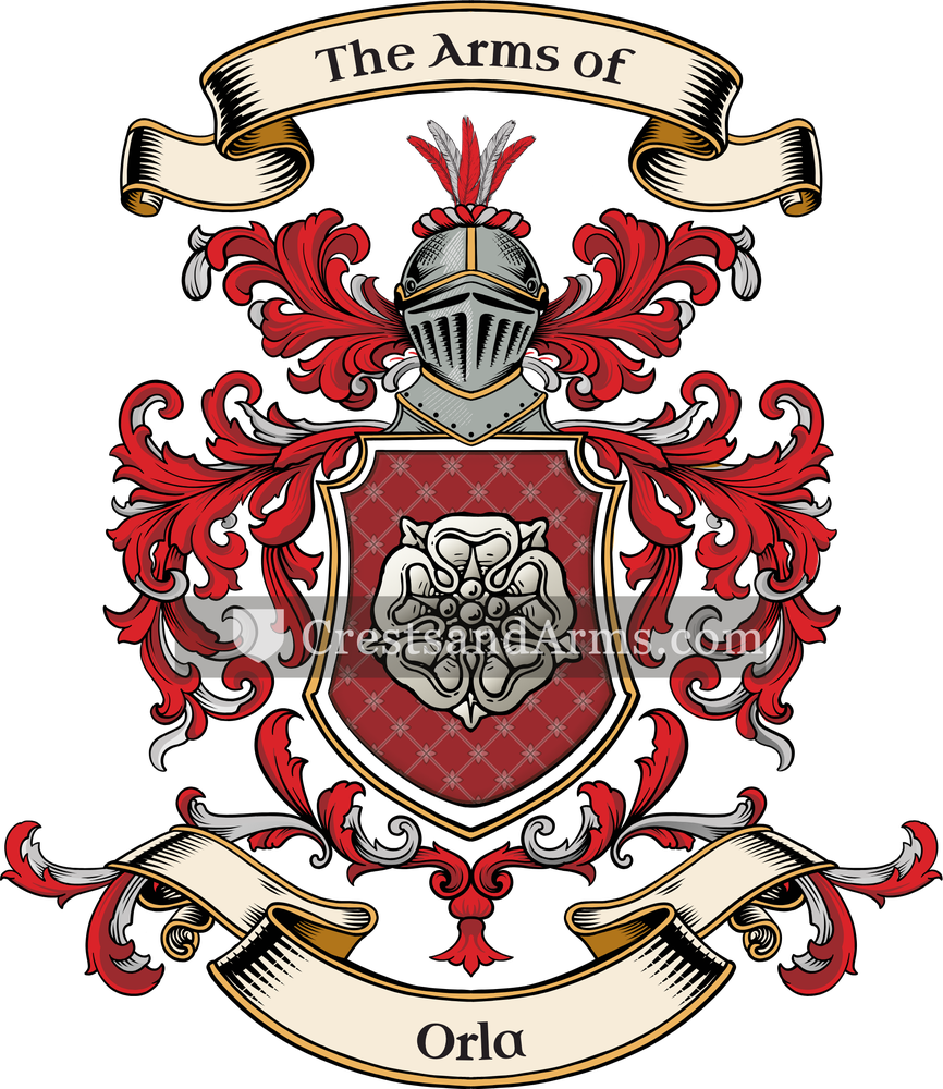 The Orla coat of arms, drawn from the recorded blazon