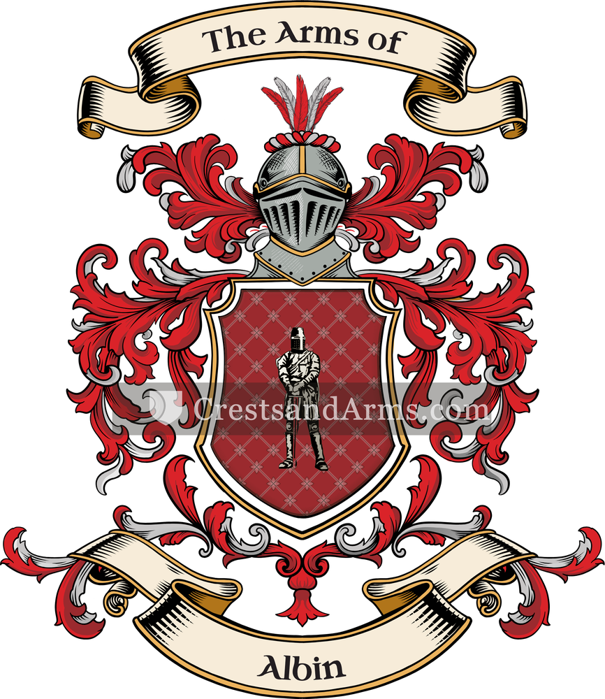 The Albin coat of arms, drawn from the recorded blazon