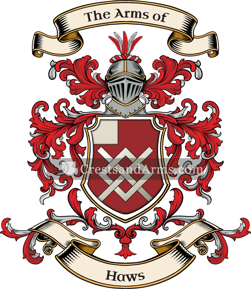 The Haws coat of arms, drawn from the recorded blazon