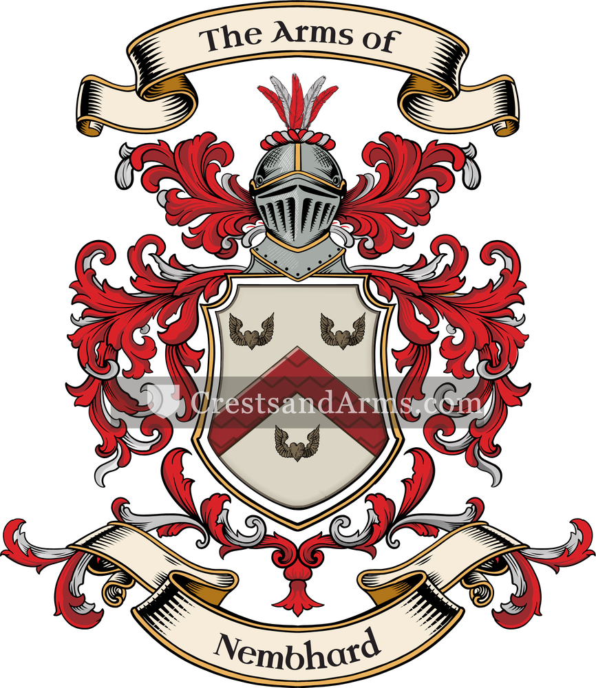 The Nembhard coat of arms, drawn from the recorded blazon