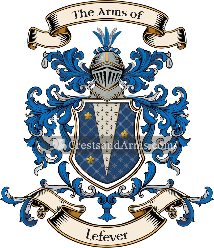The Lefever coat of arms, drawn from the recorded blazon