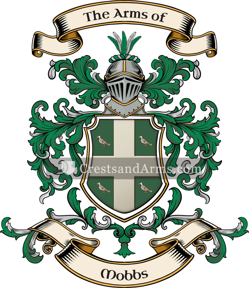 The Mobbs coat of arms, drawn from the recorded blazon