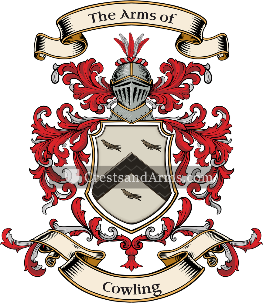 The Cowling coat of arms, drawn from the recorded blazon