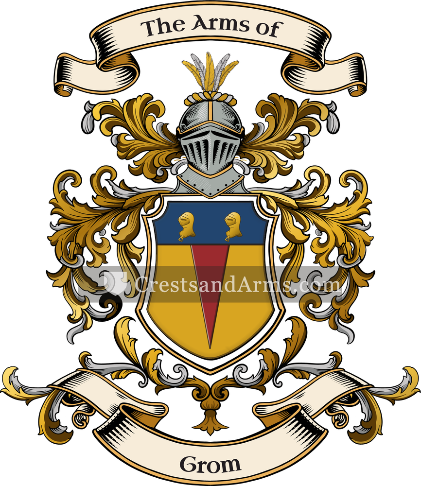 The Grom coat of arms, drawn from the recorded blazon