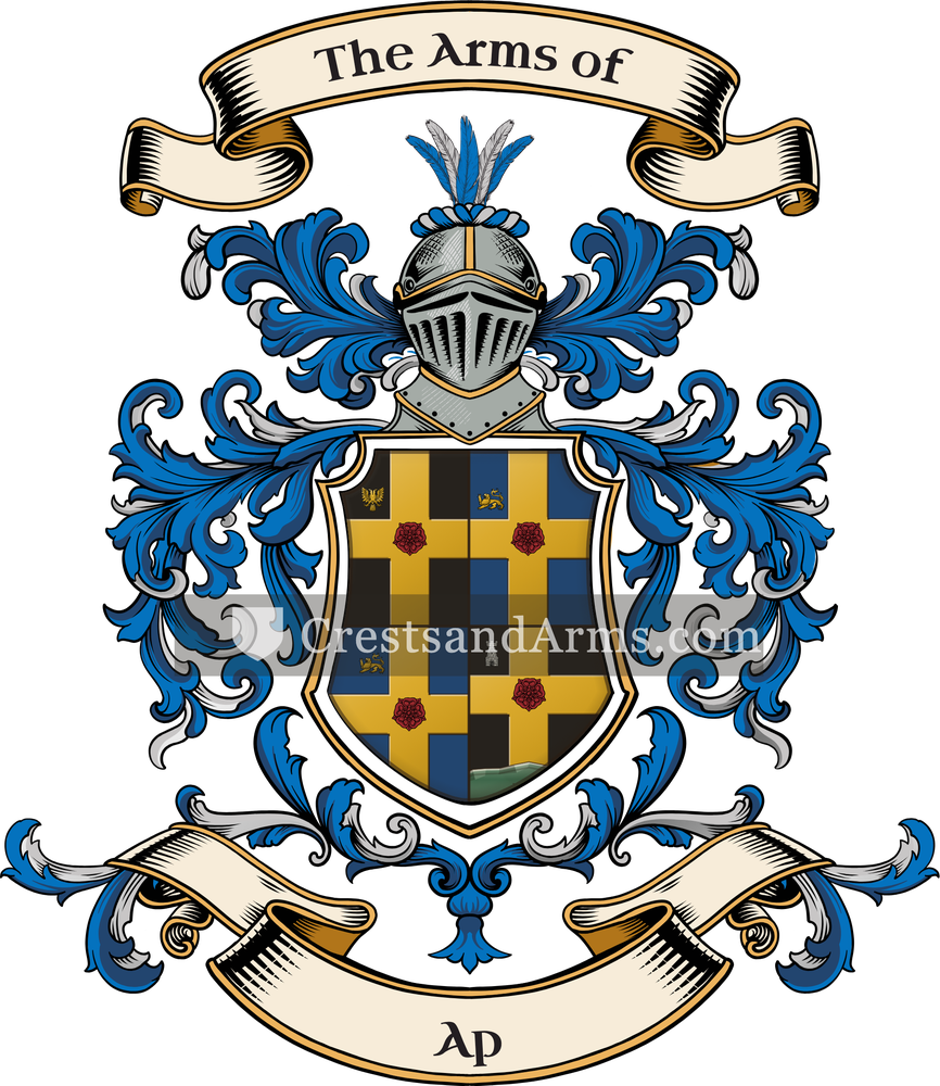 The Ap coat of arms, drawn from the recorded blazon