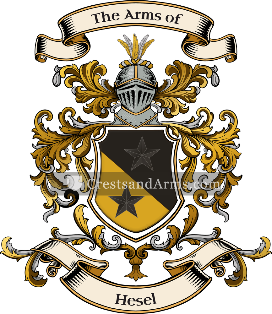The Hesel coat of arms, drawn from the recorded blazon
