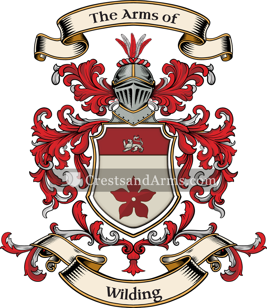 The Wilding coat of arms, drawn from the recorded blazon