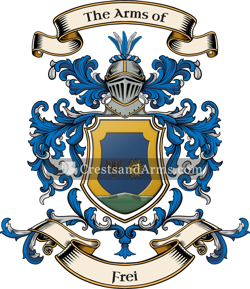 The Frei coat of arms, drawn from the recorded blazon