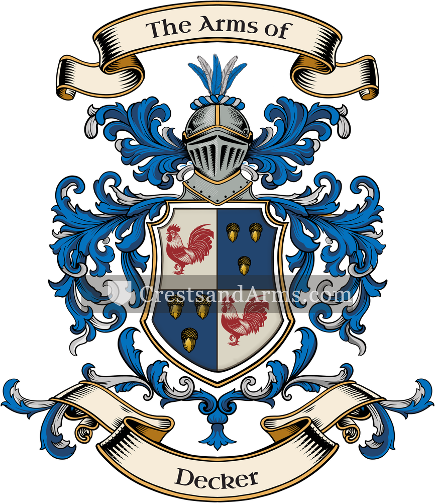 The Decker coat of arms, drawn from the recorded blazon