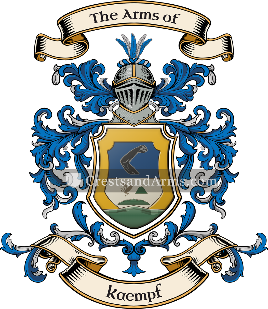 The Kaempf coat of arms, drawn from the recorded blazon