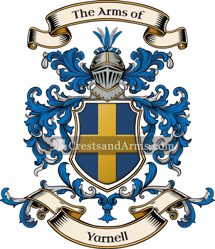 The Yarnell coat of arms, drawn from the recorded blazon