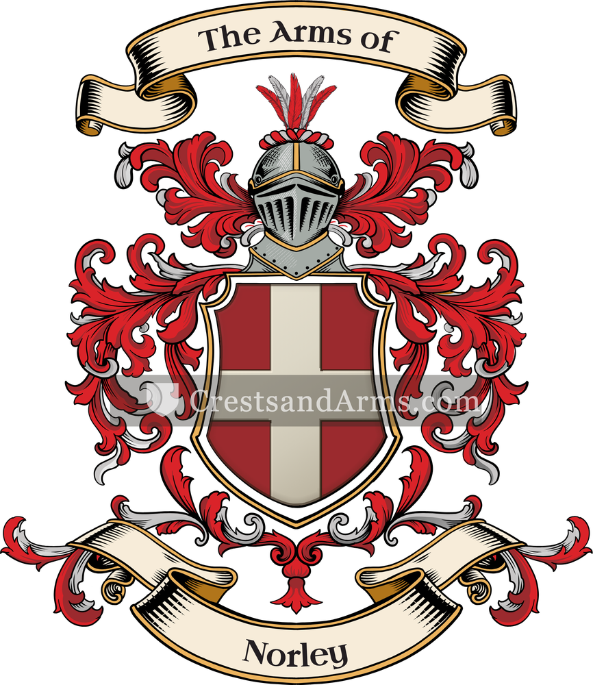 The Norley coat of arms, drawn from the recorded blazon