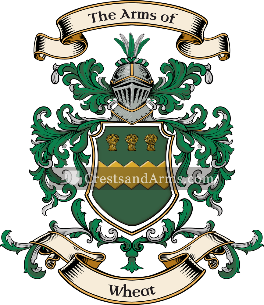 The Wheat coat of arms, drawn from the recorded blazon