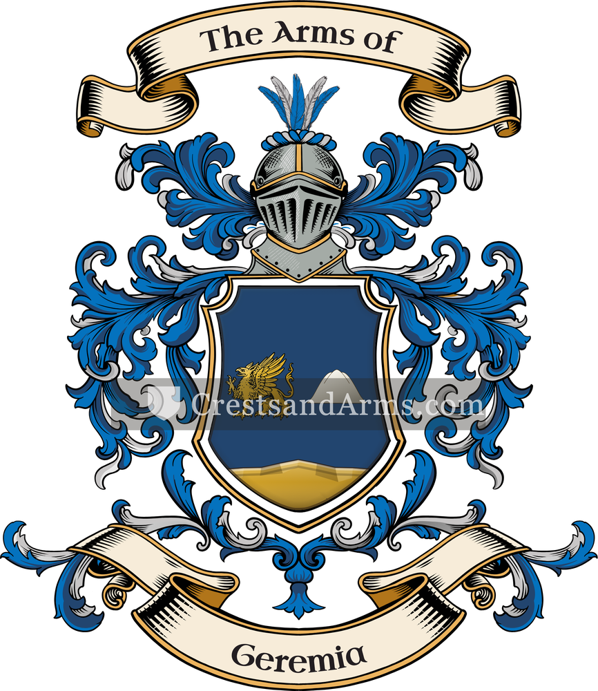 The Geremia coat of arms, drawn from the recorded blazon
