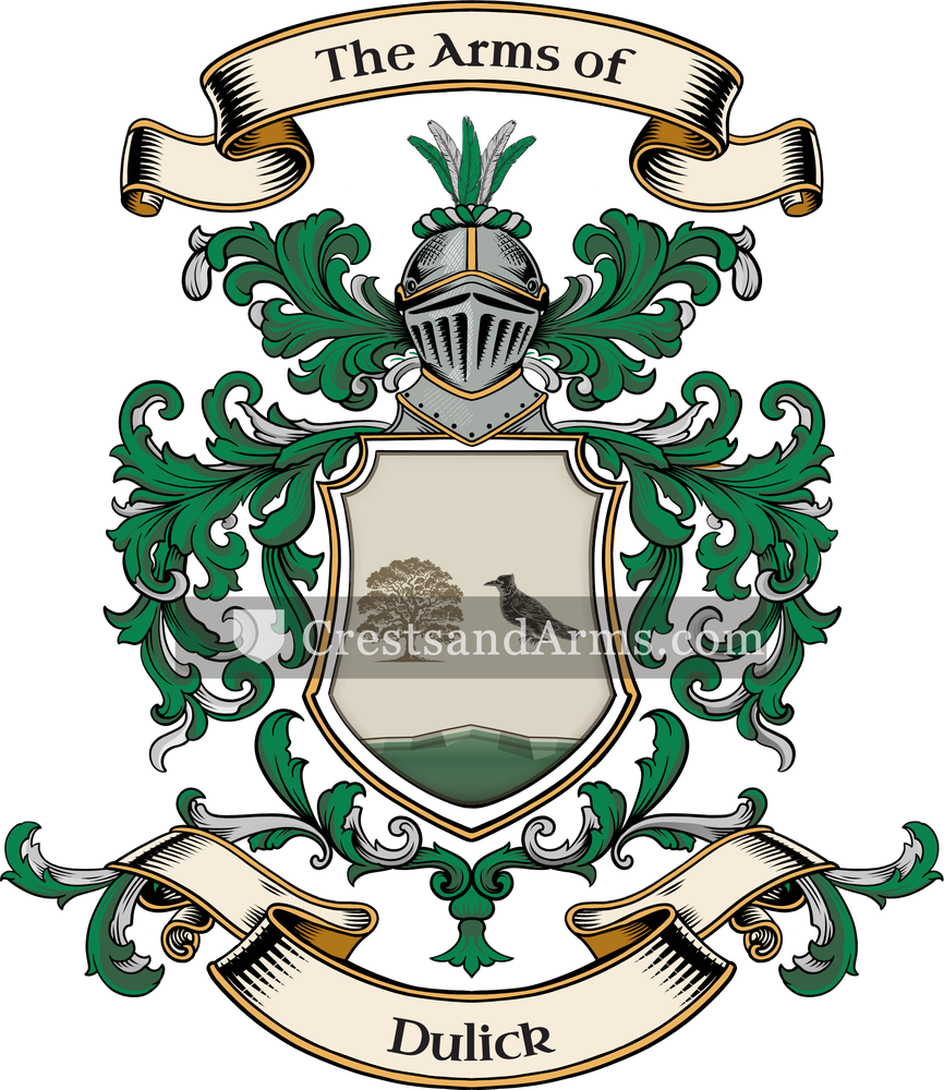 The Dulick coat of arms, drawn from the recorded blazon