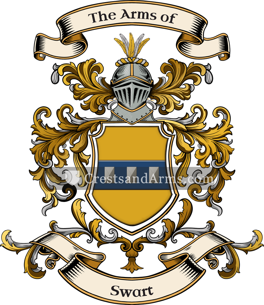 The Swart coat of arms, drawn from the recorded blazon