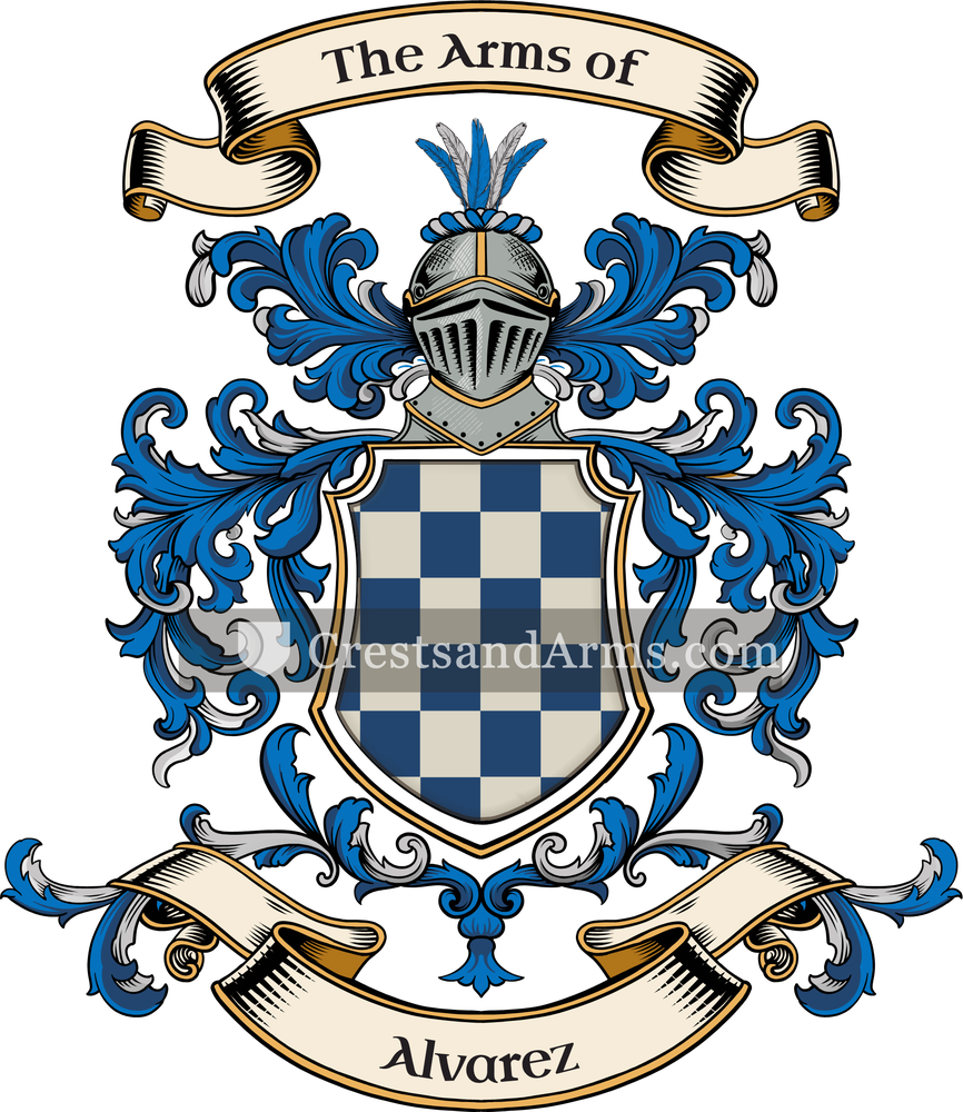 The Alvarez coat of arms, drawn from the recorded blazon