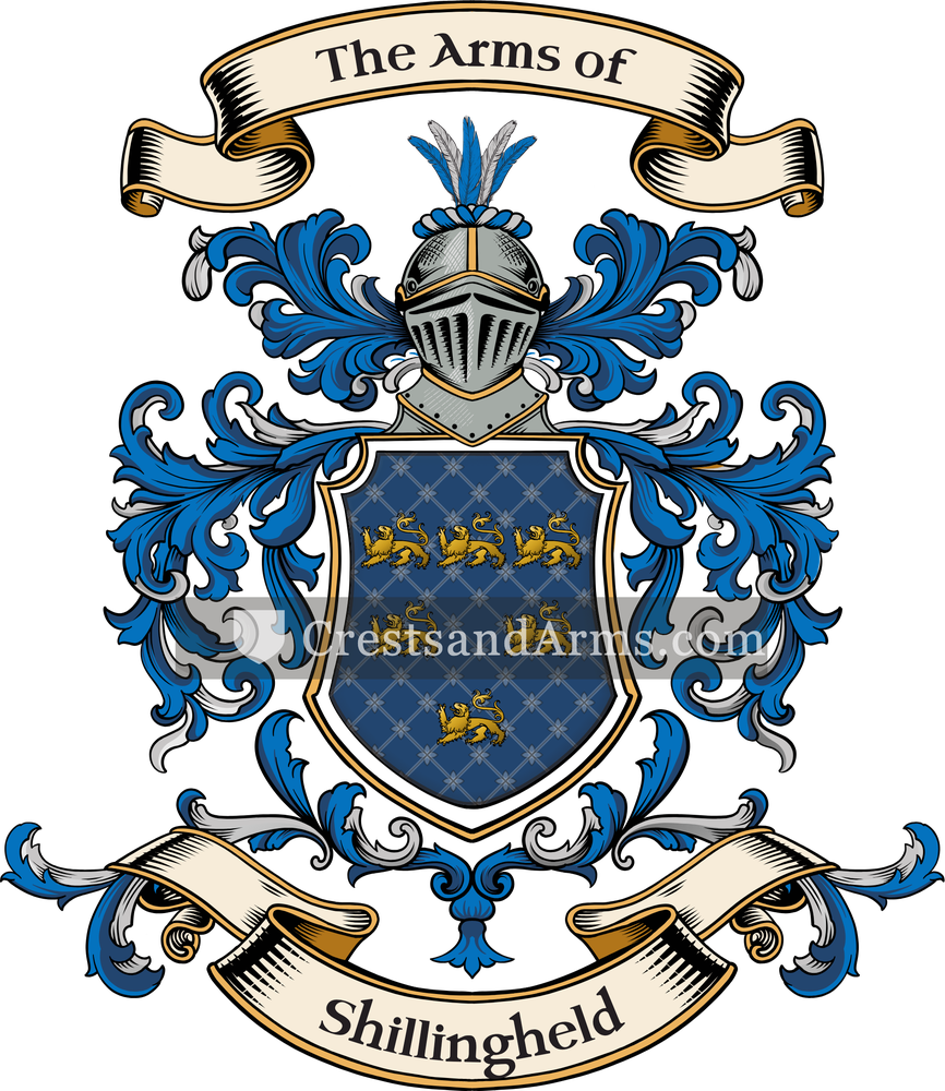 The Shillingheld coat of arms, drawn from the recorded blazon