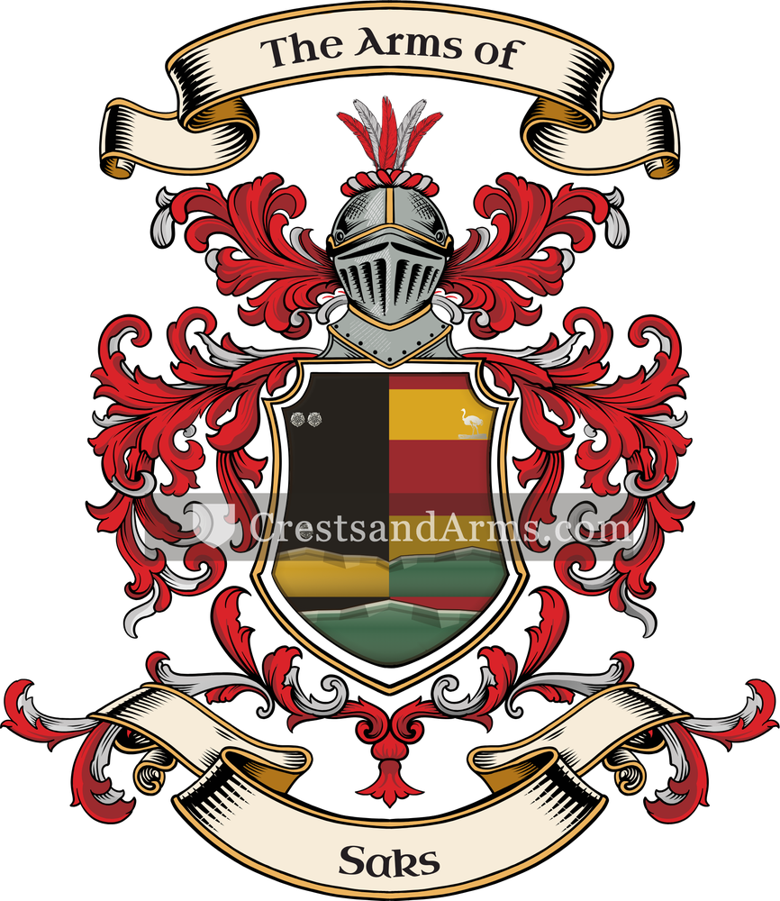 The Saks coat of arms, drawn from the recorded blazon