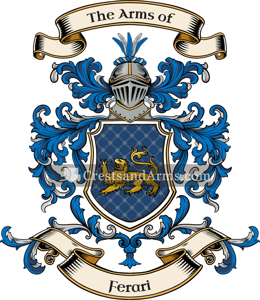 The Ferari coat of arms, drawn from the recorded blazon