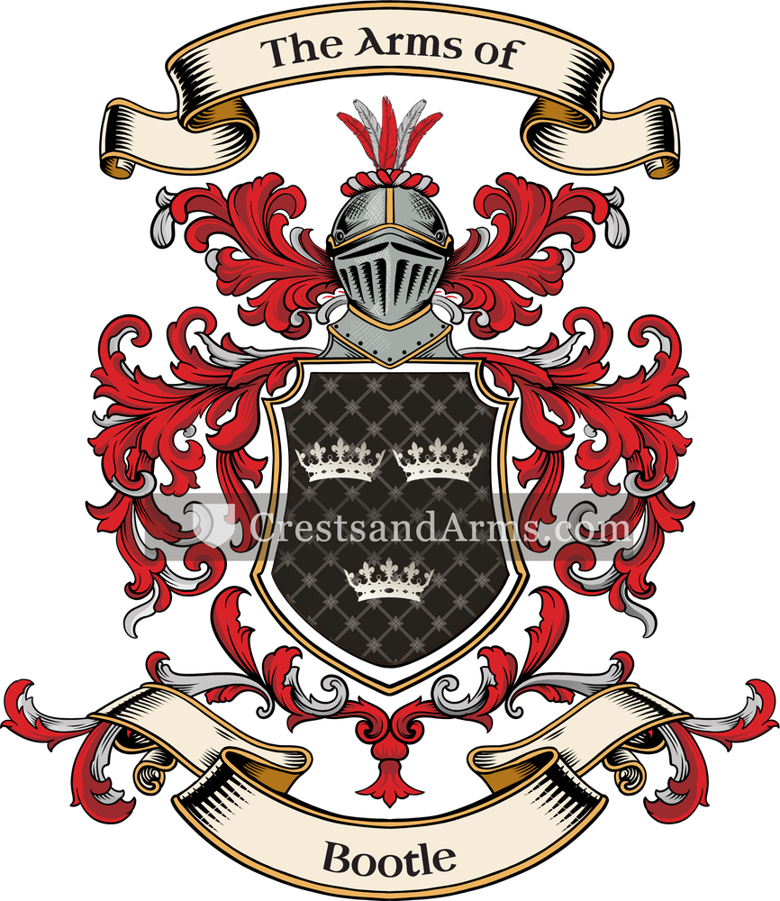 The Bootle coat of arms, drawn from the recorded blazon