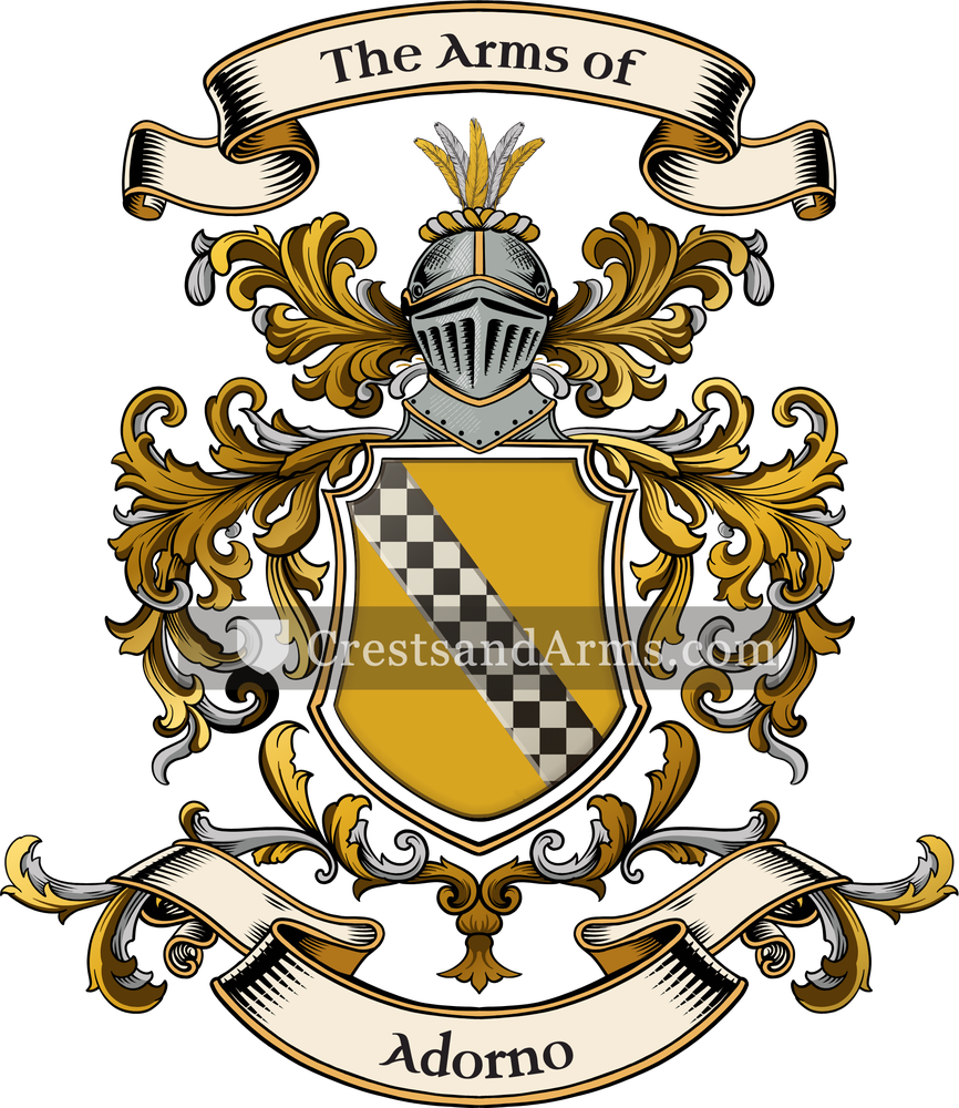 The Adorno coat of arms, drawn from the recorded blazon