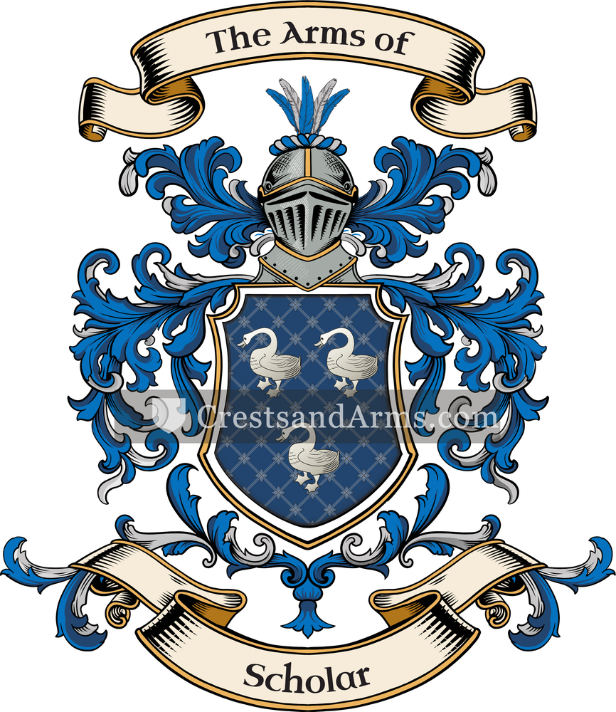 The Scholar coat of arms, drawn from the recorded blazon