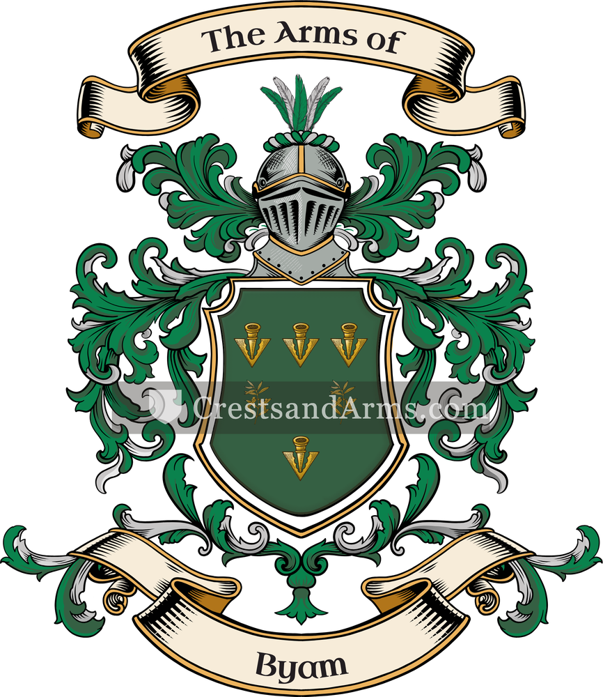 The Byam coat of arms, drawn from the recorded blazon
