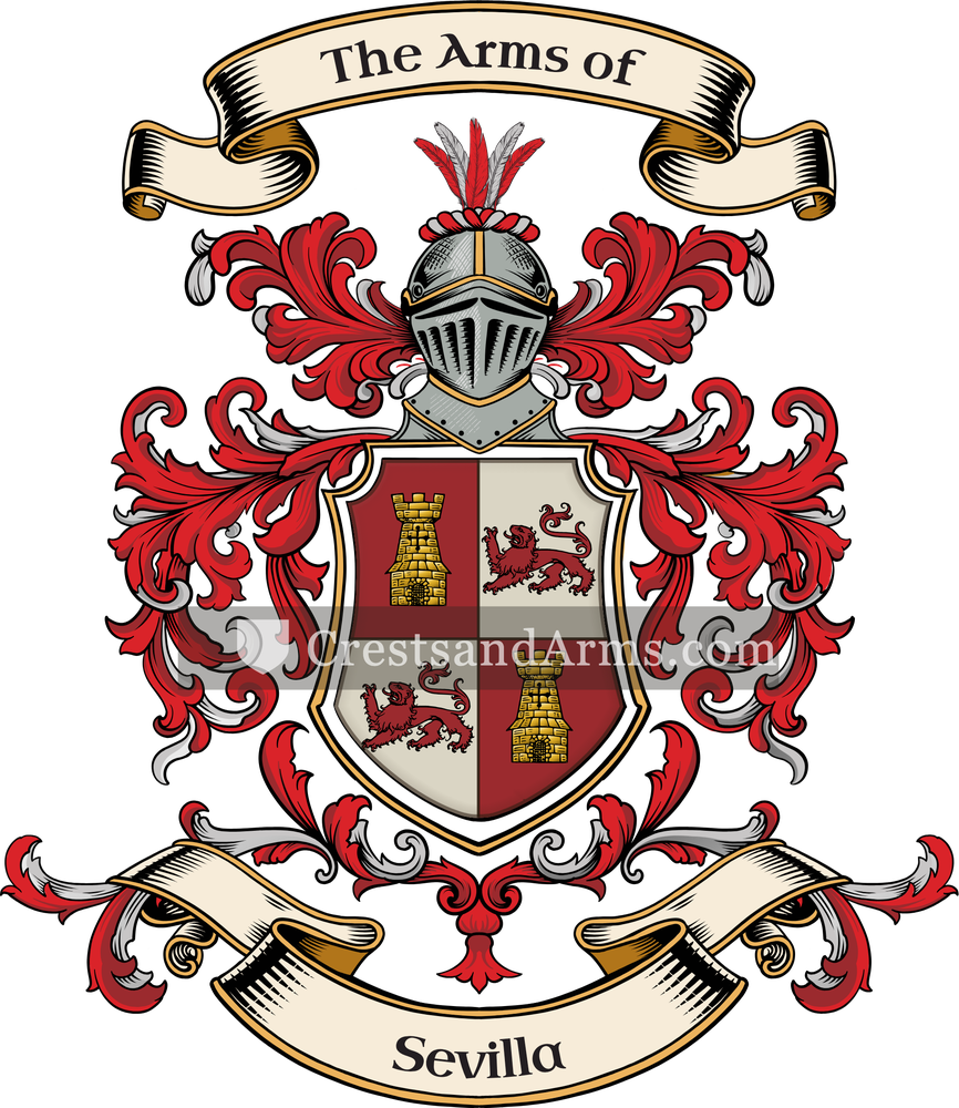 The Sevilla coat of arms, drawn from the recorded blazon