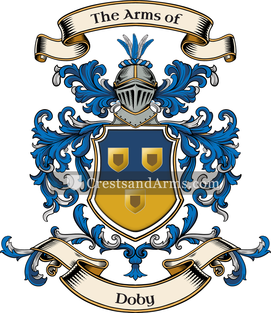 The Doby coat of arms, drawn from the recorded blazon