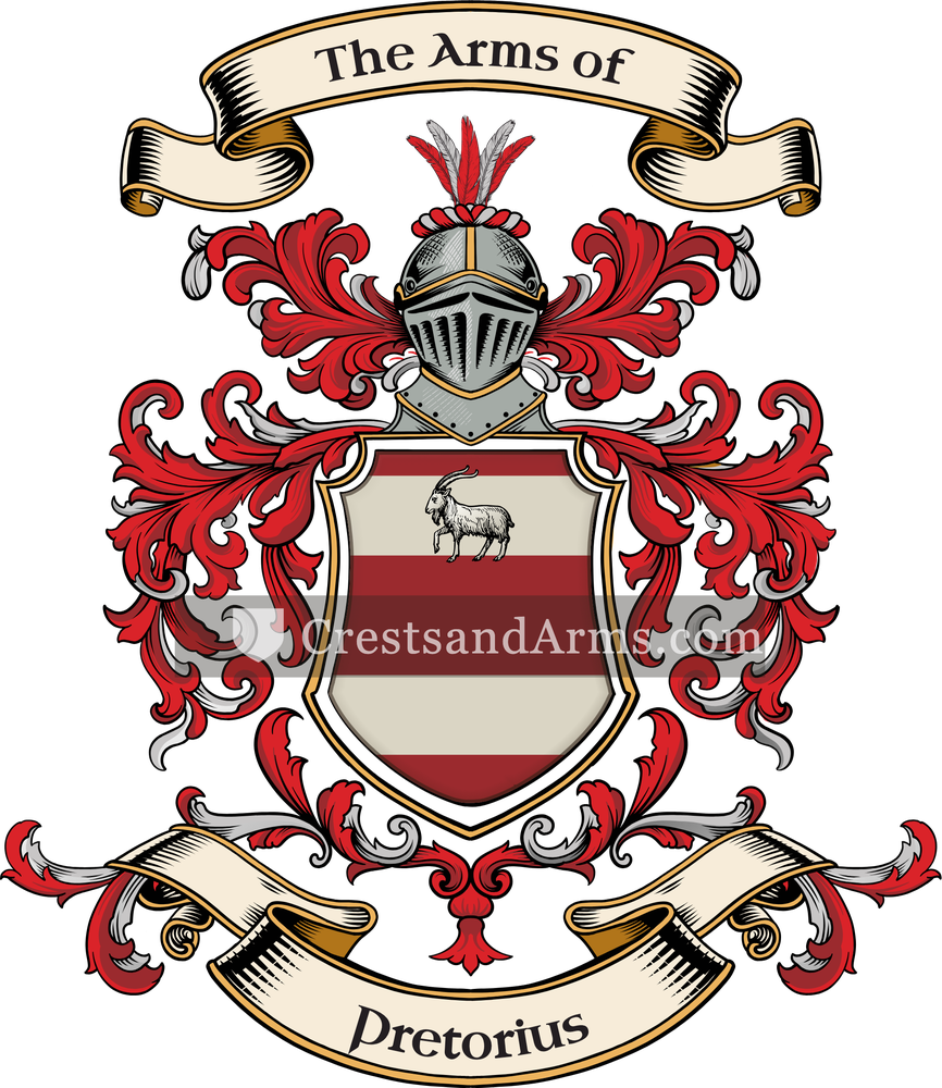 The Pretorius coat of arms, drawn from the recorded blazon