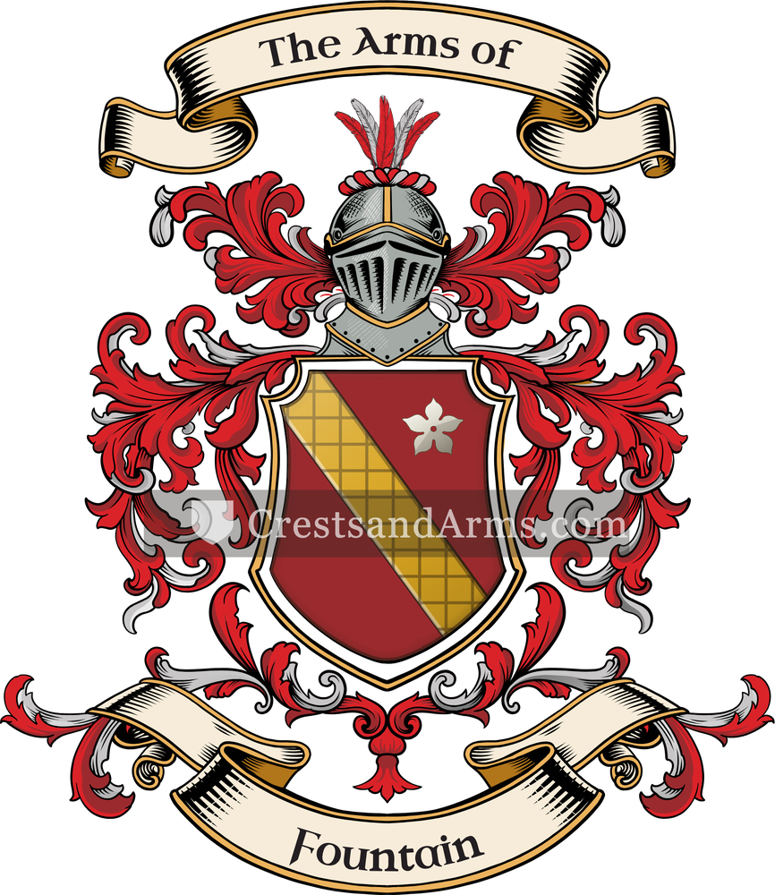 The Fountain coat of arms, drawn from the recorded blazon