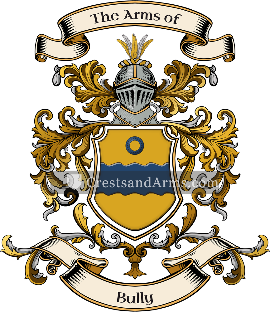 The Bully coat of arms, drawn from the recorded blazon