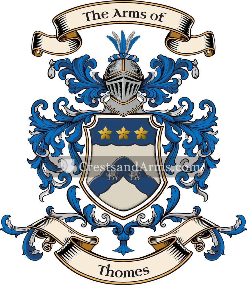 The Thomes coat of arms, drawn from the recorded blazon